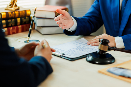 Attorney and client reviewing document