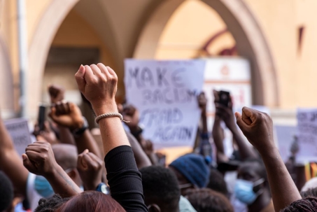 Hands at protest